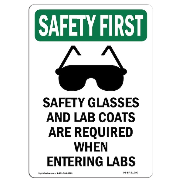 Signmission OSHA Sign, Glasses And, 14in X 10in Rigid Plastic, 10" W, 14" H, Portrait, OS-SF-P-1014-V-11292 OS-SF-P-1014-V-11292 - main